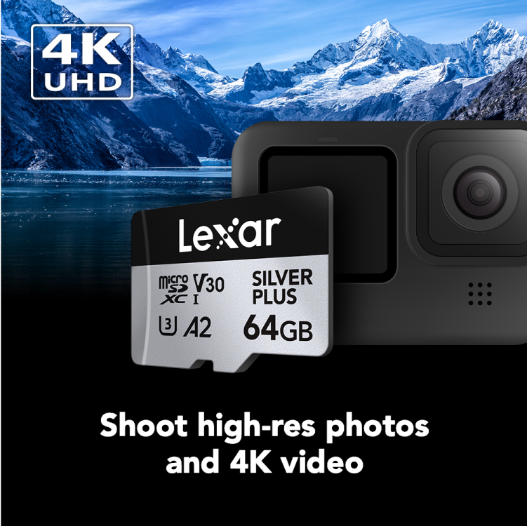  Lexar 64GB Professional SILVER PLUS microSDXC UHS-I Card